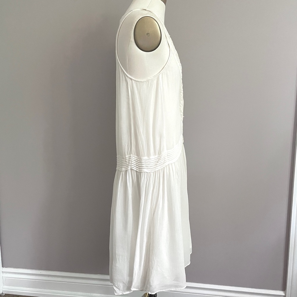 Zara White Embroidered Drop Waist Sheer Boho Dress - XS-Small - Picture 7 of 13